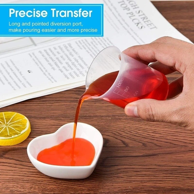 1-10 Cái 100ML Cốc Đo Nhựa Trong Suốt / Cốc Phòng Thí Nghiệm Tốt Nghiệp Cốc Bình Lỏng
