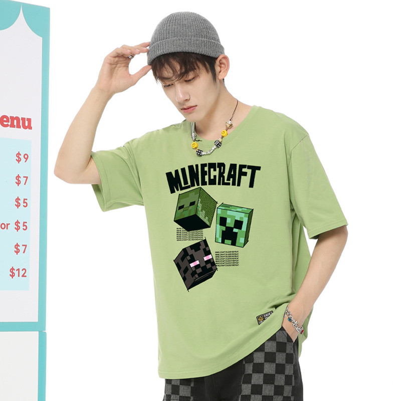 Minecraft Đồng Thương Hiệu Áo Thun Ngắn Tay Bé Trai Mùa Hè Creeper Trẻ Em Quần Áo Nửa Tay