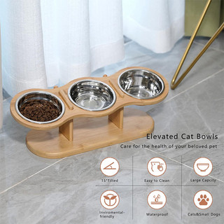 Bát mèo nâng cao, 15° Bát Thú Cưng Nghiêng Cho Mèo Chó Con Chó Nhỏ, Bát Cho Chó Lớn Đứng Ăn Có Thể Điều Chỉnh Chó Mèo Thức Ăn Bát Nước Đứng Với 3 Stai