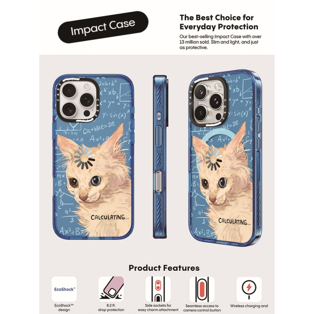 CASECASE X Ốp Lưng Tính Toán Bầu Trời Màu Xanh Trong Suốt Cứng Hút Từ Tính Tác Động Dành Cho Apple IPhone 13 14 15 16 17 Pro Max Plus Có Hộp