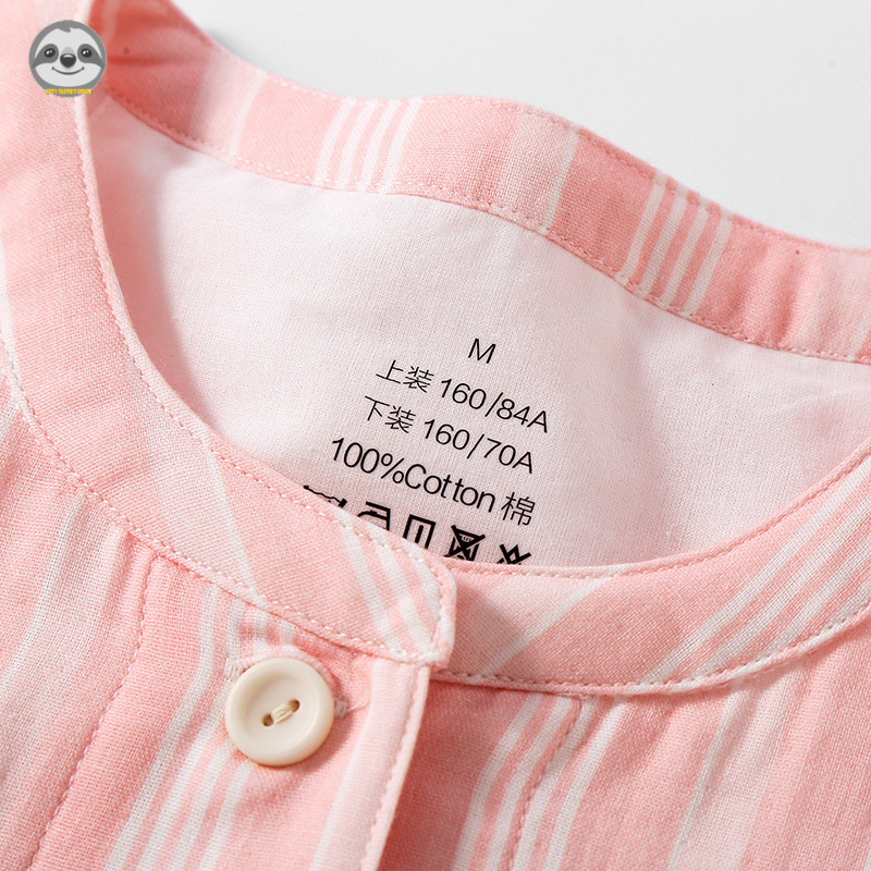 Đồ ngủ cặp đôi cotton hai lớp sọc phong cách Nhật Bản MUJI, mỏng nhẹ có thể mặc bên ngoài