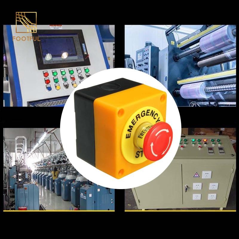 Nút nhấn công tắc dừng khẩn cấp có hộp Phụ kiện AC660V 10A 2.8x2.5x3inch