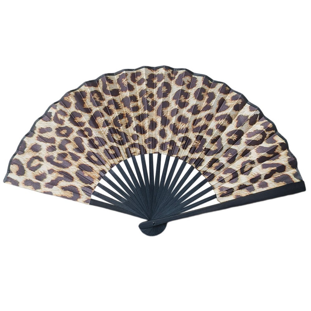 Quạt Gấp HAPPYNOOK, Quạt Gấp Tay Thanh Lịch In Da Báo, Bền Nhẹ Di Động Lớn Cổ Điển Quạt Khiêu Vũ Nữ Quà Tặng Dự Tiệc
