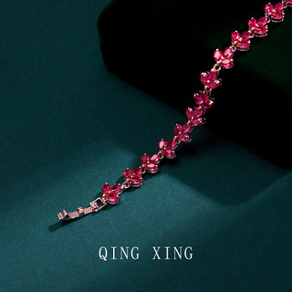 Châu Âu Mỹ ins Phong Cách Mới Cỏ Ba Lá Full Kim Cương Đồng dát Ruby Vòng Tay Nữ