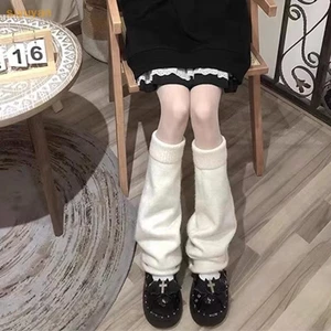 Siyuyan 1 Cặp Dễ Thương Gothic Ấm Hơn Tất loe Thu Đông Bắp Chân Phong Cách Ấm Chân Hoạt Hình Màu Trơn Ống Dài Máy Giữ Ấm Chân VN