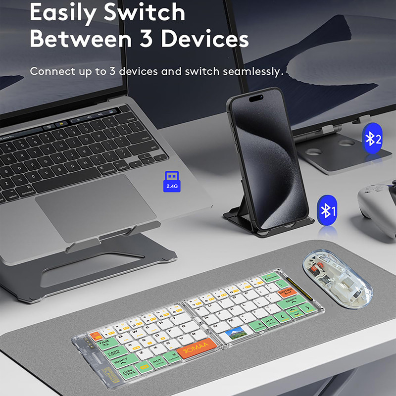Bàn phím Bluetooth có thể gập lại Bàn phím trong suốt gấp có chuột Chế độ kép Bàn phím du lịch gấp cho điện thoại thông minh máy tính bảng