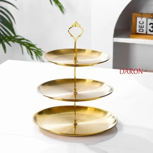 Giá đỡ trái cây bằng thép không gỉ DARON, Khay đựng bánh tráng miệng dễ sử dụng bằng thép không gỉ, kiểu dáng không dễ bị biến dạng 2 / 3 lớp có tay cầm Hộp trưng bày món tráng miệng Tiệc sinh nhật