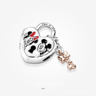 Hàng hóa giao ngay Chuột Mickey Disney mạ vàng hồng & Chuột Minnie Ổ khóa quyến rũ