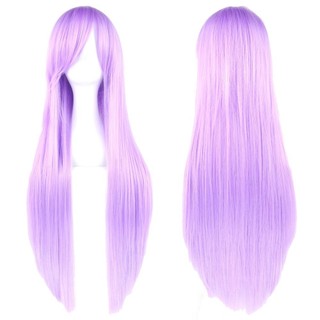 HARRIETTLO Halloween Cosplay Tóc Giả, Tóc Tổng Hợp Dài Gothic 80cm, Chịu Nhiệt Thoáng Khí Tự Nhiên Đỏ Tím Anime Thẳng Tóc Nữ