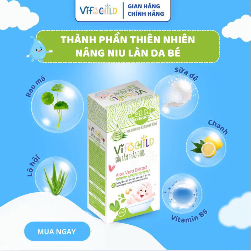 Sữa tắm gội 2in1 thảo dược cho bé VIFOCHILD 200ml Làm sạch nhẹ nhàng Dưỡng ẩm Bảo vệ làn da khỏe mạnh Baby 4
