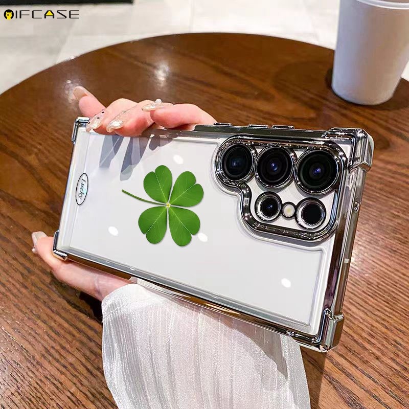 Tương Thích Cho iPhone 14 Plus 13 12 Mini Pro Max Ốp Điện Thoại Đơn Giản Cỏ Ba Lá May Mắn May Mắn Tháng Ba Cỏ Bốn Lá Cỏ Ba Lá Mặt Cười Trong Suốt Vỏ Mềm Ốp Lưng