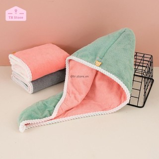 Khăn quấn đầu khô tóc siêu thấm hút 2 lớp microfiber lông cừu mỏng