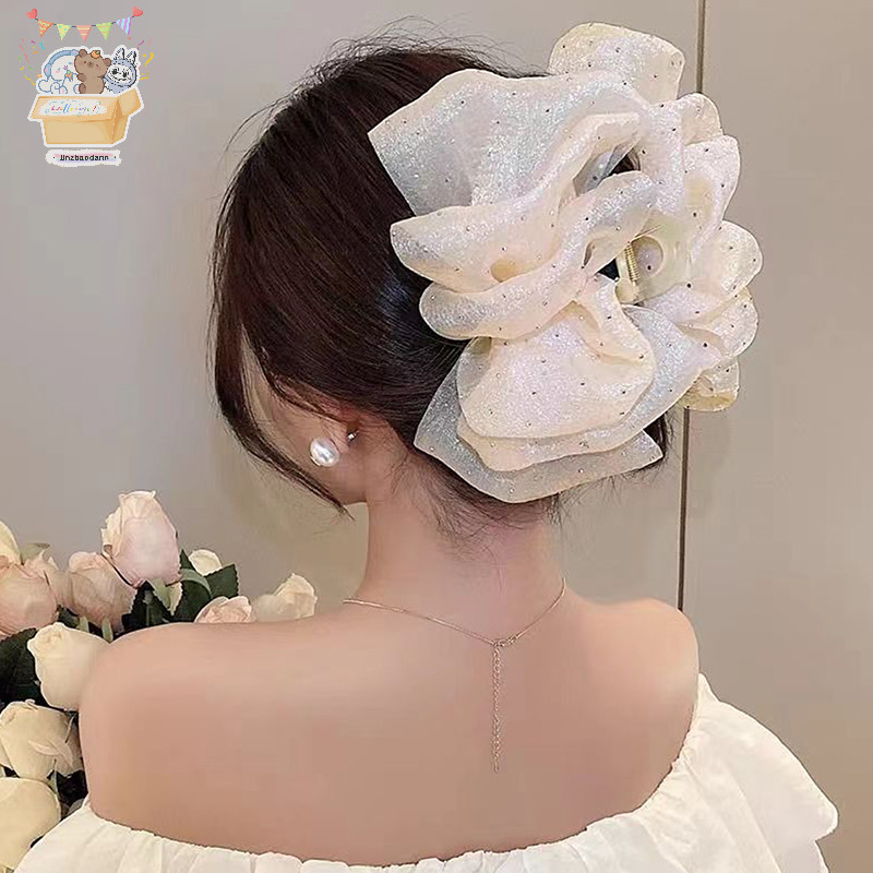[Jjnzdd] Mùa Hè Lưới Ngọt Ngào Tuyn Ngôi Sao Bong Bóng Vuốt Tóc Kẹp Dành Cho Nữ Chắc Chắn Đuôi Ngựa Kẹp Mũ Đội Đầu Phụ Kiện ELWW