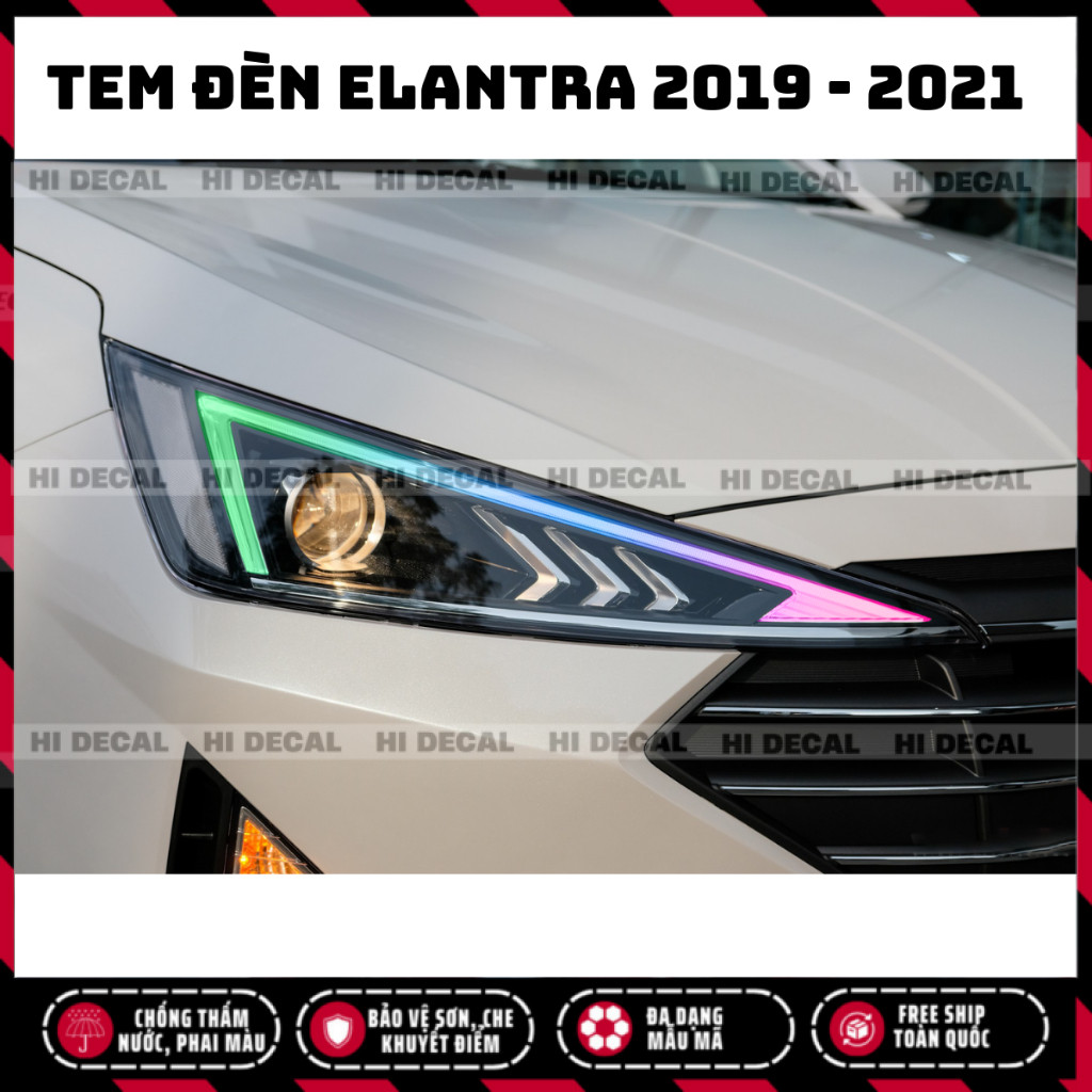 Tem dán đèn Elantra 2019 - 2021, Tem trang trí xe chống nước, bền màu, chịu nhiệt tốt