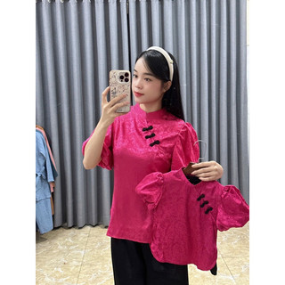 set cổ tàu gấm tay phồng, mẹ và bé gái (bán riêng từng set)