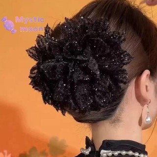 [Mystic] Thời Trang Lưới Đen Hoa Nữ Đuôi Ngựa Kẹp Mũ Đội Đầu Tính Khí Hoa Vuốt Tóc Mũ Phụ Kiện Tóc [Mới]