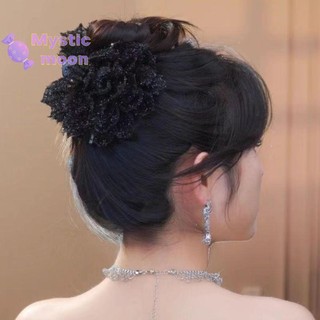 [Mystic] Thời Trang Lưới Đen Hoa Nữ Đuôi Ngựa Kẹp Mũ Đội Đầu Tính Khí Hoa Vuốt Tóc Mũ Phụ Kiện Tóc [Mới]