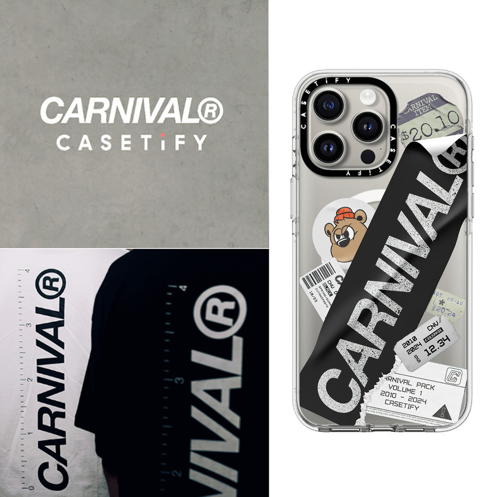 Casetify X CARNIVAL® Miếng Dán Bom Ốp Lưng Hút Từ Tính Trong Suốt Cứng Acrylic Lưng TPU Edge Case Sideband Phông Chữ Ốp Lưng Điện Thoại Tác Động Cho Apple IPhone 13 14 15 16 Pro Max