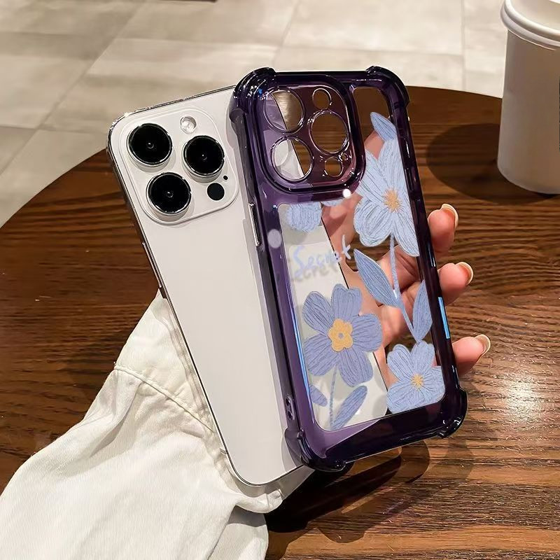 Ins Phong Cách Xanh Tranh Sơn Dầu Hoa Ốp Lưng Điện Thoại Xiaomi 17 Pro Max 15T Pro Poco M7 Pro Plus C85 C71 5G 4G Vỏ Mềm Chống Rơi Bốn Mặt