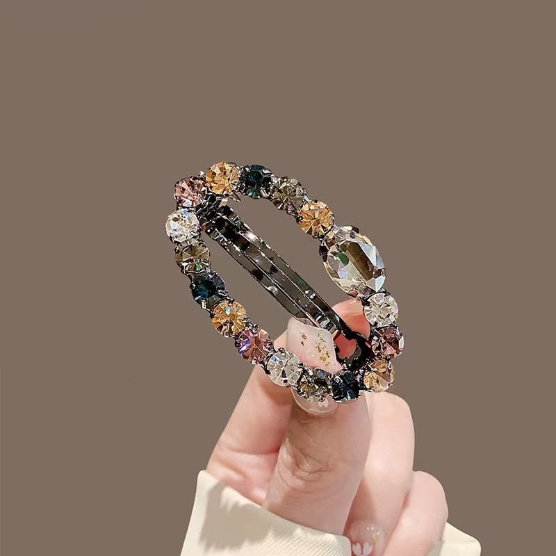 MAUROPOLI Kẹp tóc kim cương giả tròn, kẹp lò xo, kẹp ngang/đuôi ngựa, nhiều màu