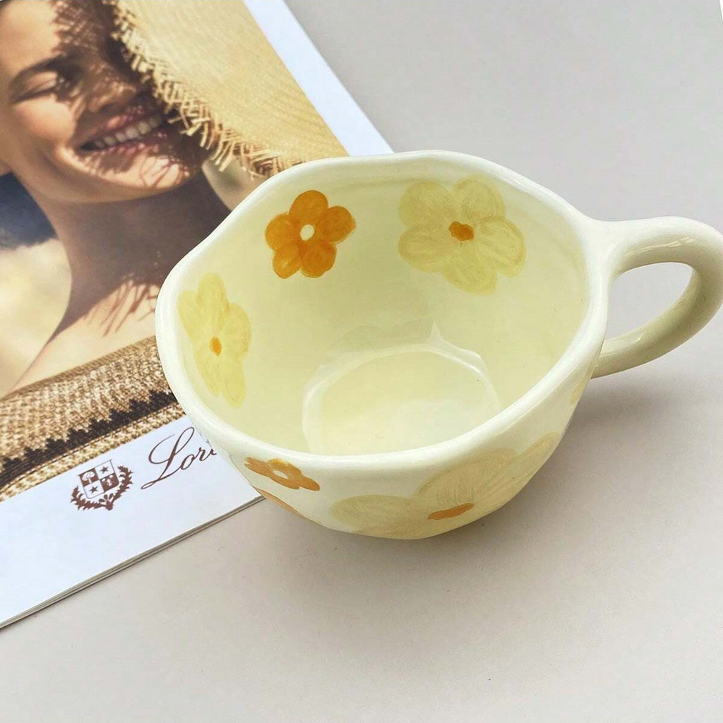 ✨Sữa Màu Vàng Tay Không Đều Gốm Cốc Cà Phê Bột Yến Mạch Ăn Sáng Cốc Sữa