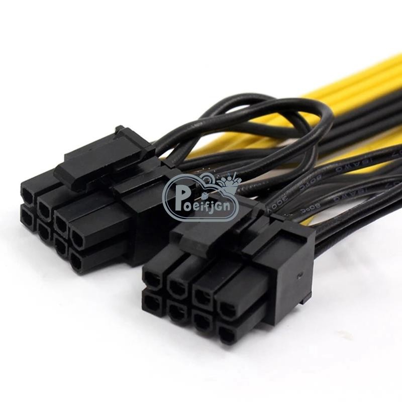 Cpu EPS 8Pin sang 2 cổng PCIe 8Pin Dual PCI-E 6 + 2Pin Y Splitter Miner GPU Card đồ họa Dây cáp cấp nguồn 18AWG 20CM