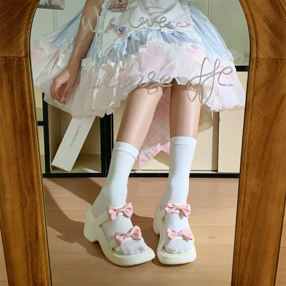 XIXITIAO Dép Dép Nữ Dây Đeo Đôi lolita Giày Tăng Chiều Cao 8cm Dép Ngoài Trời Mùa Hè