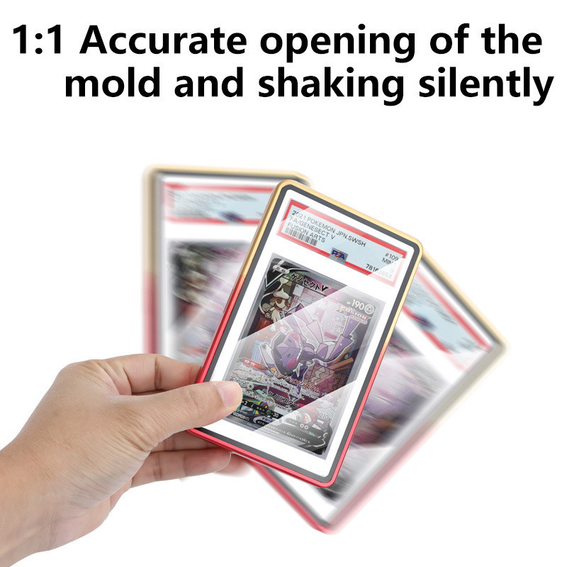 Vỏ phân loại màu gradient cho thẻ PSA/TCG, bảo vệ kim loại, màn hình xếp hạng sao, từ tính