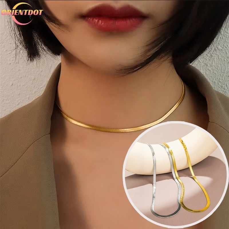 Vòng cổ rắn phẳngadjustable Cá tính đơn giản dành cho nữ - Dây chuyền xương đòn cổ điển Hip Hop Creative Gold Silver Blade - Phụ kiện trang sức hợp thời trang