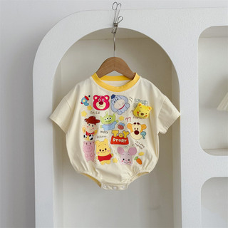 Sơ Sinh Bé Trai Bé Gái Mùa Hè Cotton Gấu Dâu Dễ Thương vừa vặn áo liền quần mềm mại và thoải mái (0-24 tháng)