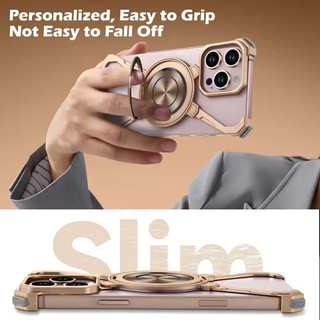 [JLK] Ốp Bảo Vệ Không Khung Nhôm Cho Iphone 16 15 14 13 Pro Max Magentic Sạc Không Dây 360° Ốp điện thoại có thể xoay được
