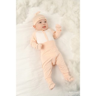 Punchun SS2025 Bộ dài cúc giữa Fluffy cho bé