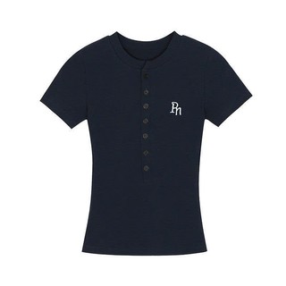 Áo kiểu croptop nữ dáng ôm body gồm 6 cúc cài thêu chữ RN