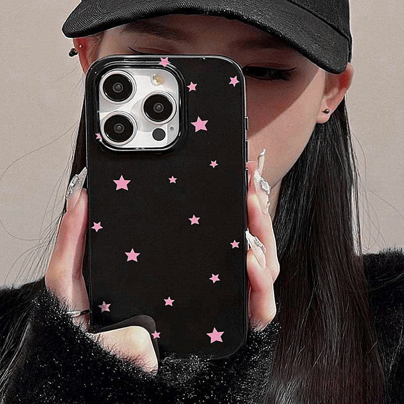 Ốp điện thoại INS White Stars Hàn Quốc cho iPhone 16 Pro 15 14 13 12 11 Pro max X 7 8 Plus 16E SE2 Vỏ TPU mềm chống sốc