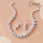 Bộ trang sức dự tiệc, khuyên tai vòng cổ phong cách sang trọng thanh lịch nhẹ nhàng Larme accessories -BTS008