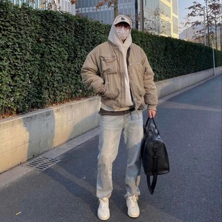 Quần jean nam amily ống suông rộng chất jean bò màu xanh sáng nhẹ không xù, CO GIÃN Denim Menswear