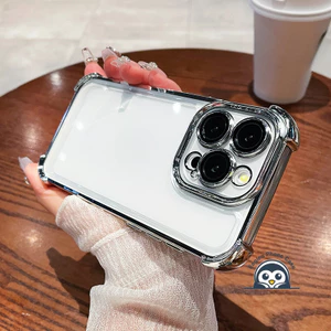 Khung Mạ Mới Trong Suốt Ốp điện thoại Cho Moto G77 G17 Edge 70 60 Fusion Pro MotoG77 MotoG17 Bốn Góc Vỏ Mềm Trong Suốt Chống Rơi