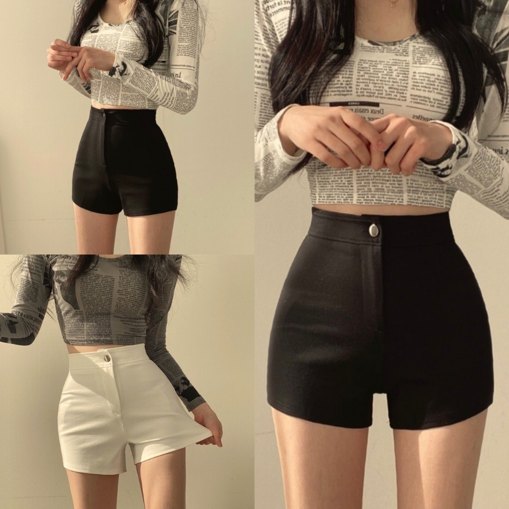 Quần Short Nữ Lưng Cao Dáng Ôm Đùi Ngắn