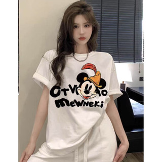 HIIXIIVI 100% Cotton Tay Ngắn Oversize Unisex Áo Thun Plus Size Nữ Tee Baggy Hoạt Hình Áo
