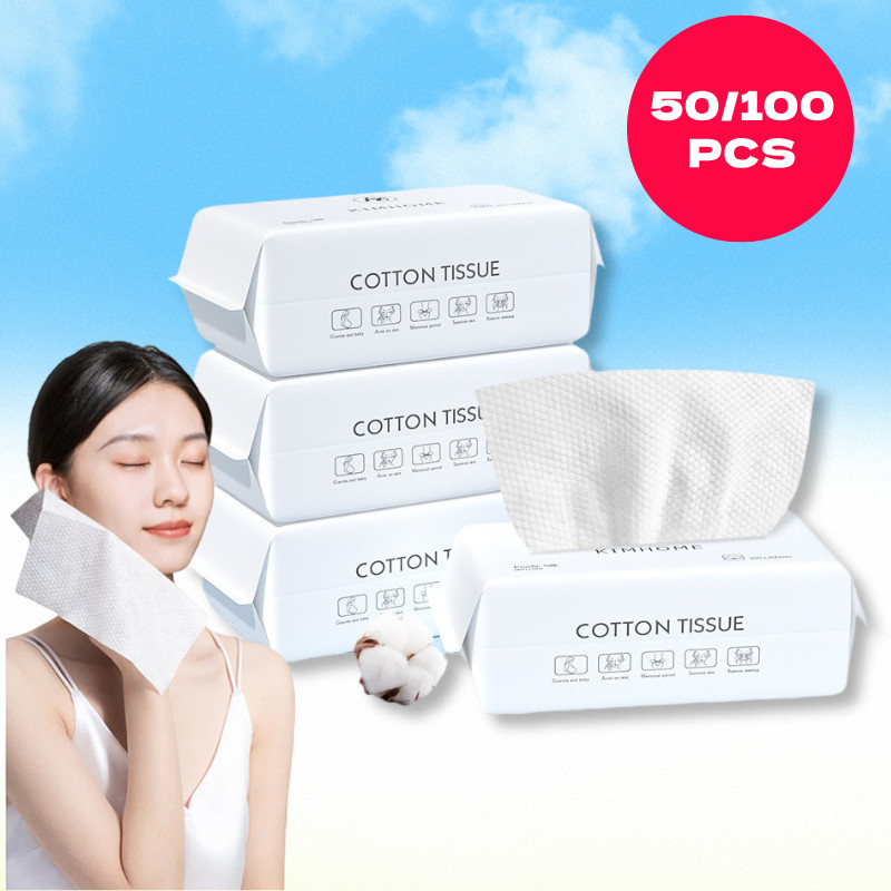 Khăn Lau Mặt Dùng 1 Lần 100% Cotton Cotton Tissue Dạng Rút Khăn Lau Mặt Khô Đa Năng Khăn Tẩy Trang Tiện Ích