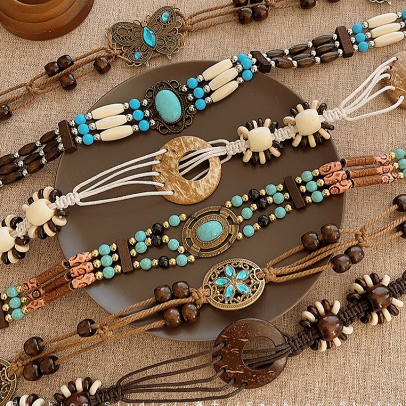 Bohemian Retro Thắt lưng bện nữ phong cách dân tộc Dây thắt lưng