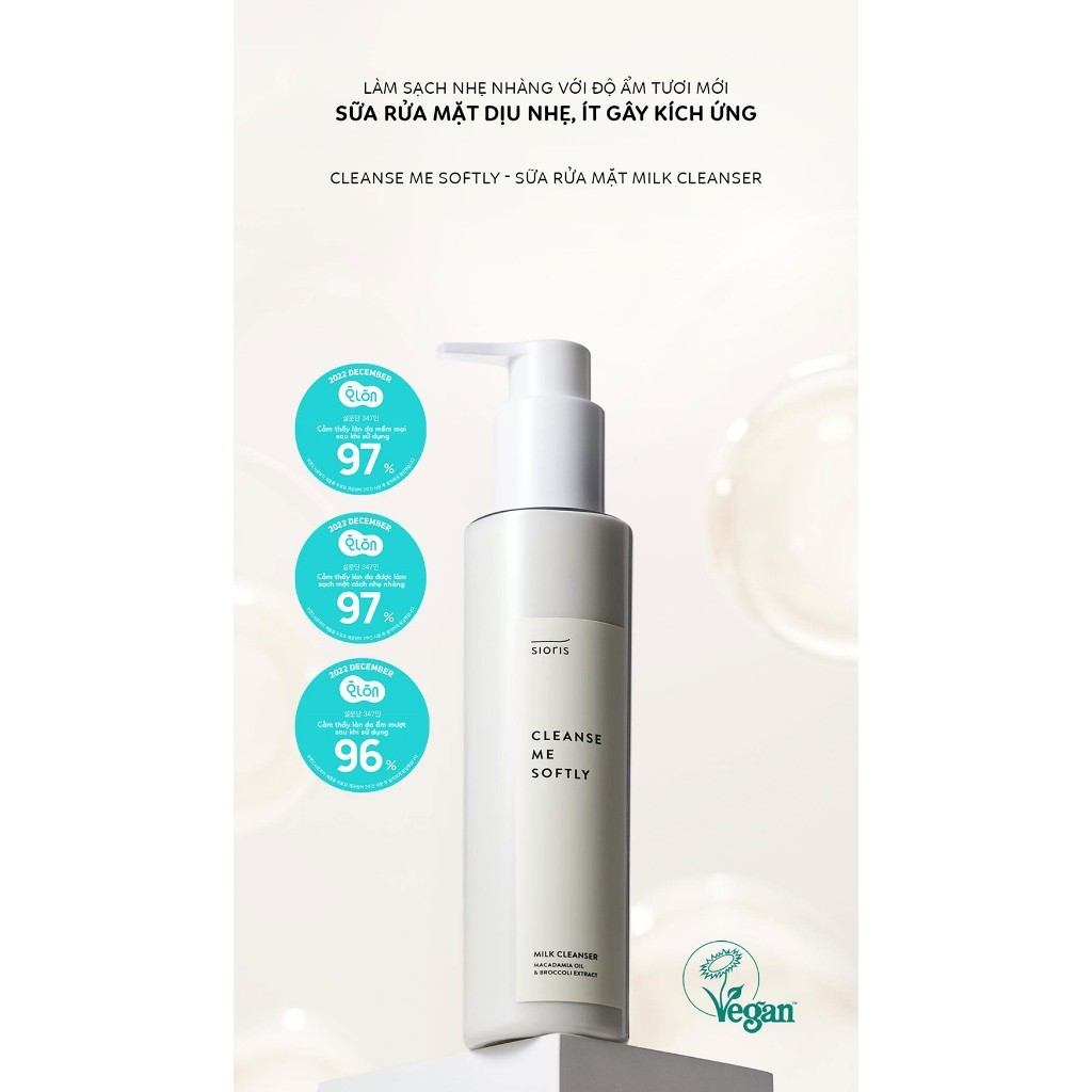 Sữa rửa mặt làm sạch sâu lỗ chân lông SIORIS CLEANSE ME SOFTLY MILK CLEANSER 200ml | DAMDAVN