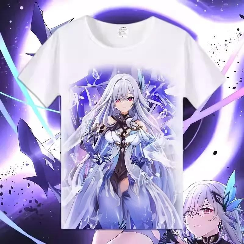YB1 Genshin Impact Skirk trò chơi mùa hè Áo thun ngắn tay Anime BY1