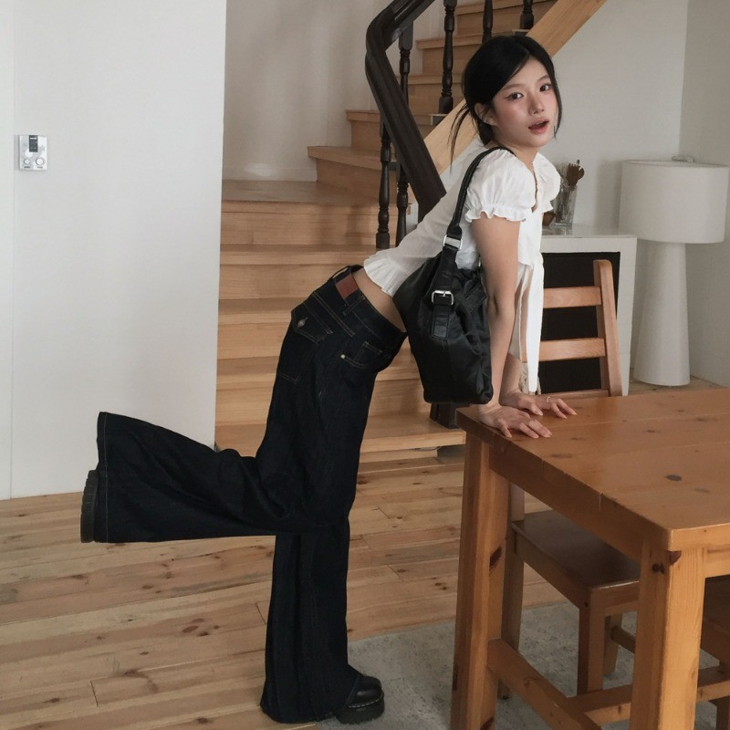 SUXI Áo sơ mi tay phồng buộc dây đơn giản, phù hợp mùa hè