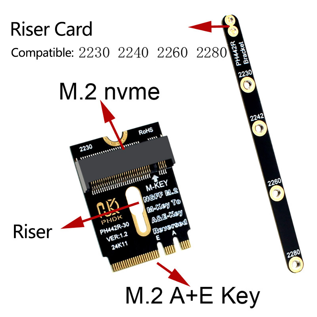 PHDK M.2 WiFi A + E Key Sang NVME SSD PCI-E 4.0 Adapter Card Cho NVME M Key 2230 2242 2260 2280 SSD Cho WiFi / WWAN / LTE Module