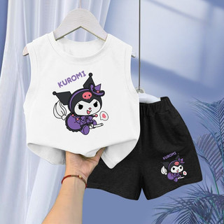 Bộ áo và quần short xe tăng mùa hè cho bé gái Kuromi 2025 Trang phục nhẹ không tay cho trẻ em