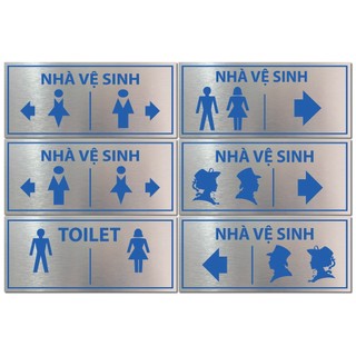 Bảng chỉ dẫn toilet, bảng WC, biển nhà vệ sinh biển hướng dẫn nhà vệ sinh WC, toilet NAM NỮ, bảng toilet Alu inox