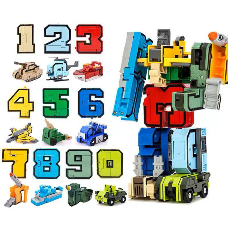 Bộ Đồ Chơi Lắp Ráp Robot Số Biến Hình 10 Số, Xếp Hình + Giáo Dục Vui Nhộn transformers,Bộ khối xây dựng