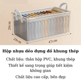 Hộp Đựng Quần Áo Gấp Gọn MAISON Chất Liệu Vải Lưới PVC Trong Suốt Khung Thép Sắp Xếp Gọn Gàng