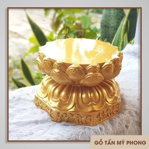 Đế đài sen để tượng Phật | Đôn gỗ hoa sen | Đế Sen Tháp tỏi bằng gỗ tự nhiên nguyên khối